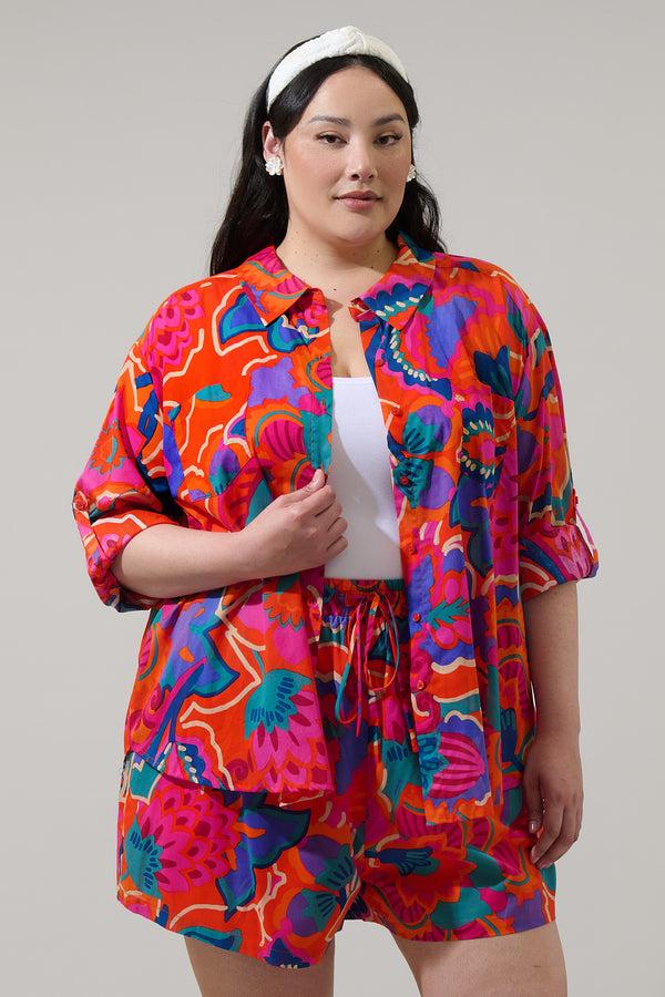 sugarlips Kahlia Tropics Aya Button Down Shirt Curve