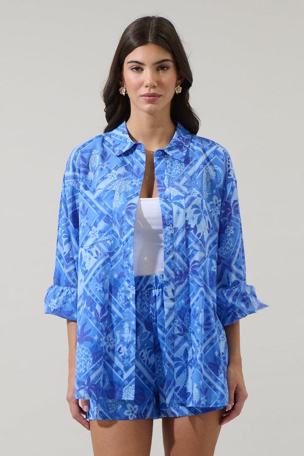 Sugarlips Kaidy Tropical Boyfriend Button Down Shirt