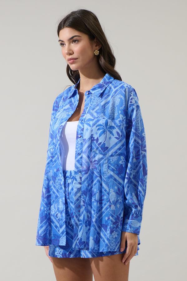Sugarlips Kaidy Tropical Boyfriend Button Down Shirt
