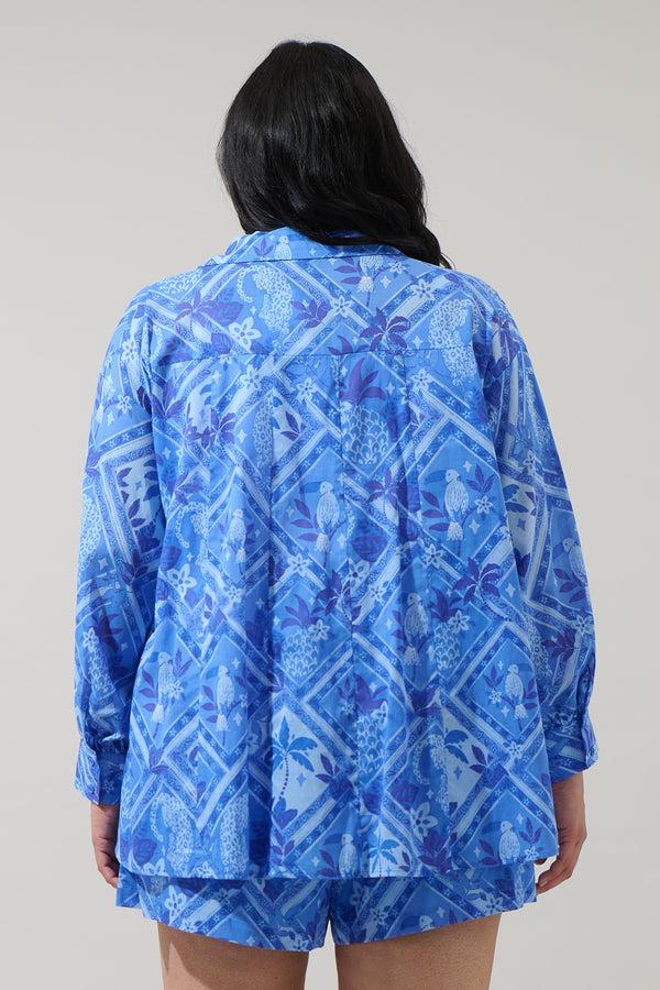 Sugarlips Kaidy Tropical Boyfriend Button Down Shirt Curve