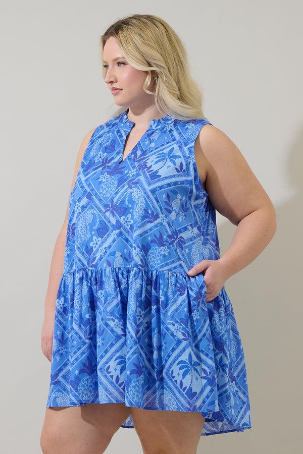 Sugarlips Kaidy Tropical Loly Trapeze Mini Dress Curve