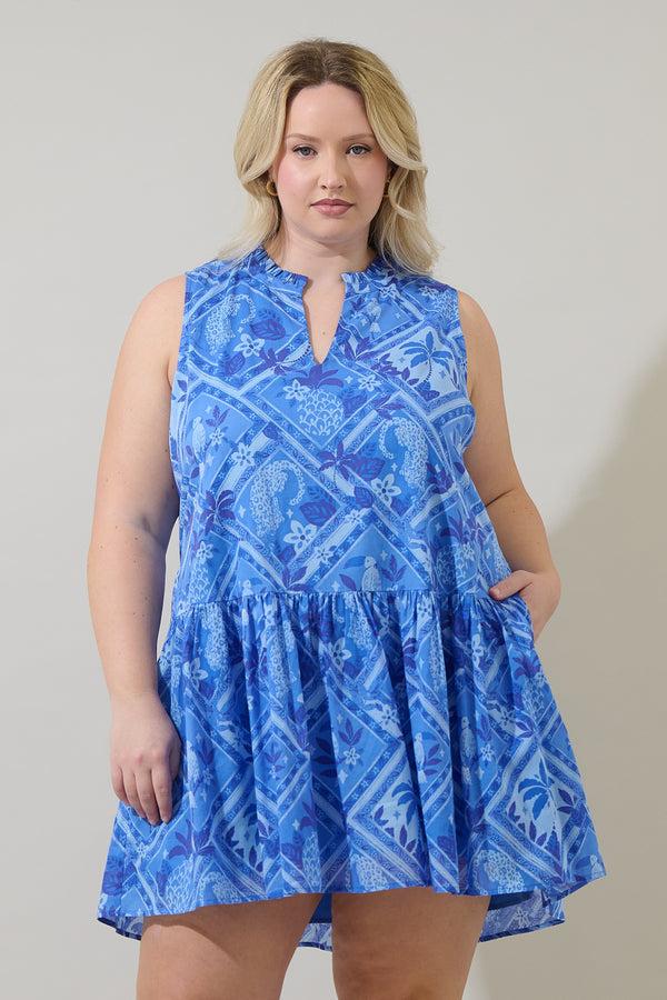 sugarlips Kaidy Tropical Loly Trapeze Mini Dress Curve