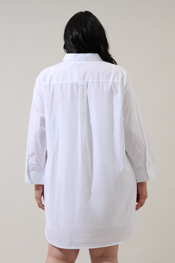Sugarlips Kaira Poplin Button Down Shirt Dress Curve