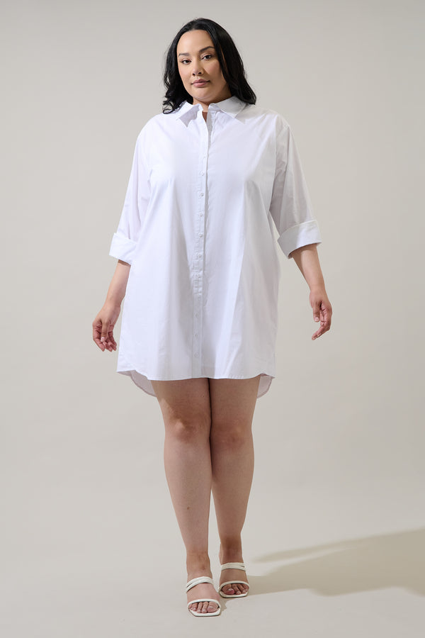 Sugarlips Kaira Poplin Button Down Shirt Dress Curve