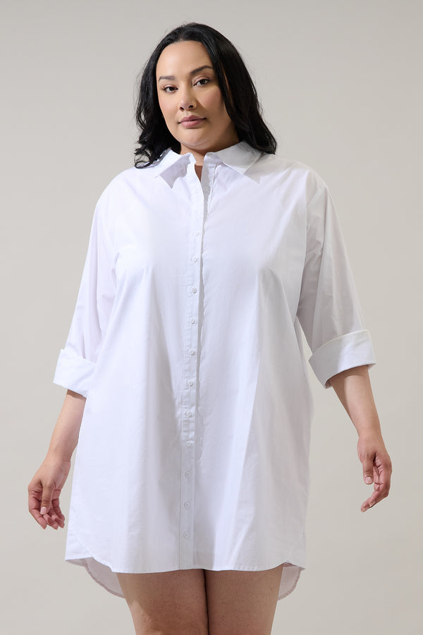 sugarlips Kaira Poplin Button Down Shirt Dress Curve