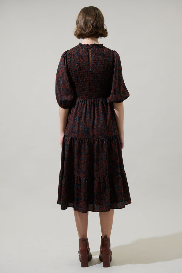 Sugarlips Kalida Beau Frazier Smocked Tiered Midi Dress