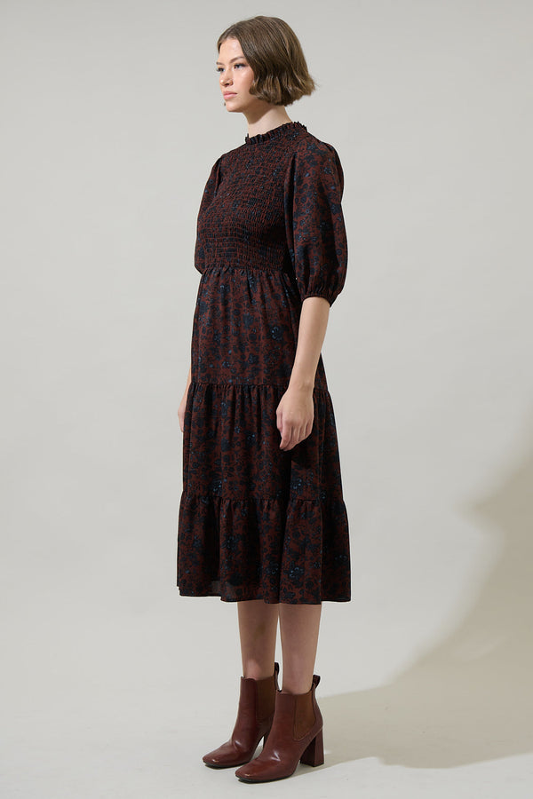 Sugarlips Kalida Beau Frazier Smocked Tiered Midi Dress