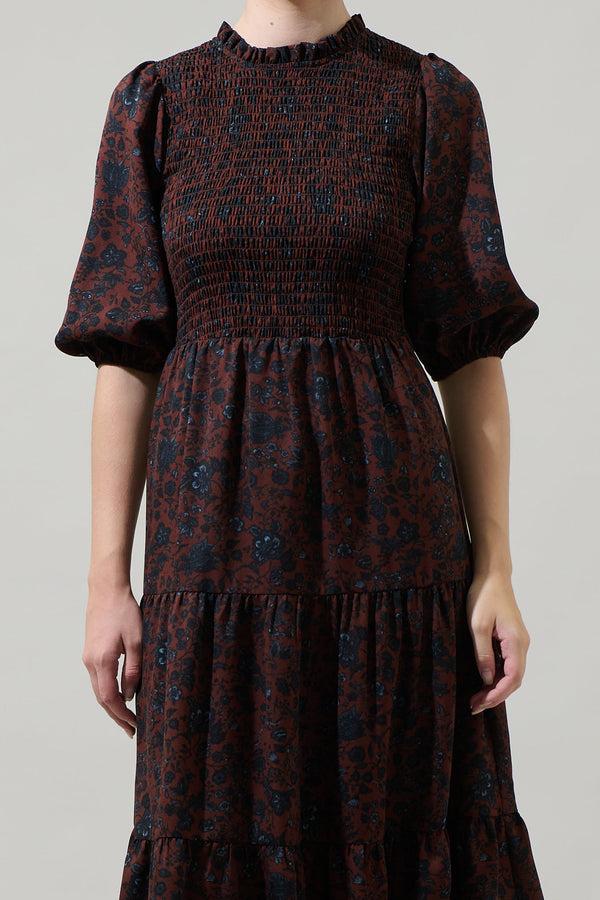 Sugarlips Kalida Beau Frazier Smocked Tiered Midi Dress