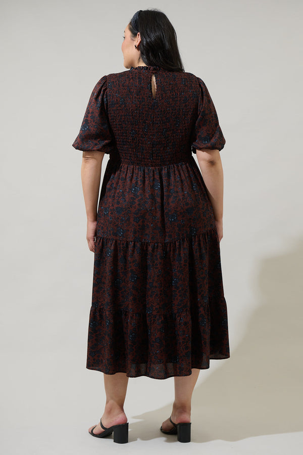 Sugarlips Kalida Beau Frazier Smocked Tiered Midi Dress Curve