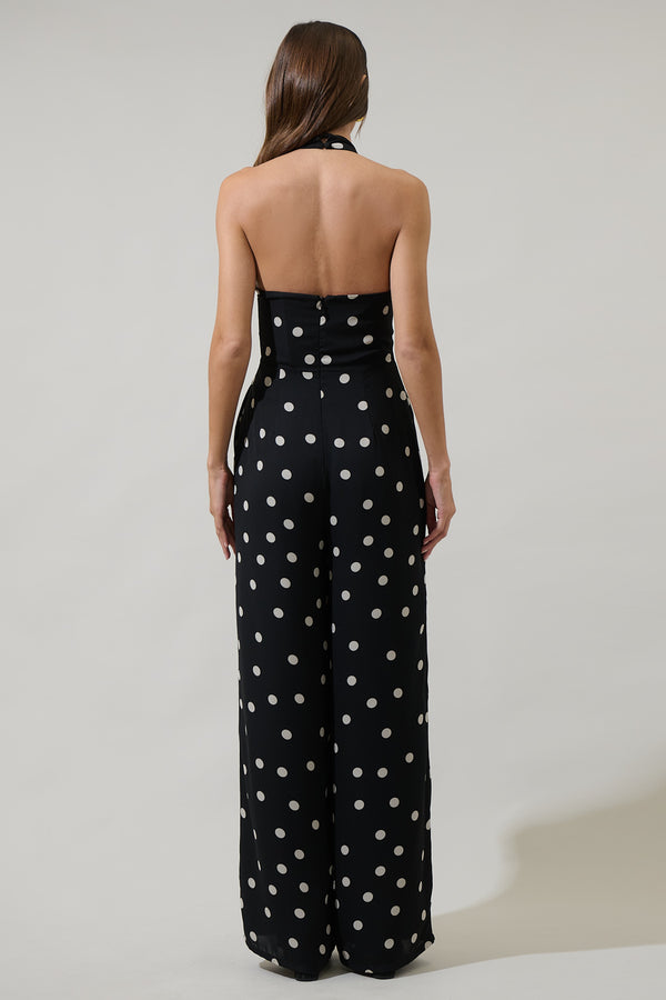 Sugarlips Kaline Polka Dot After Hours Halter Jumpsuit