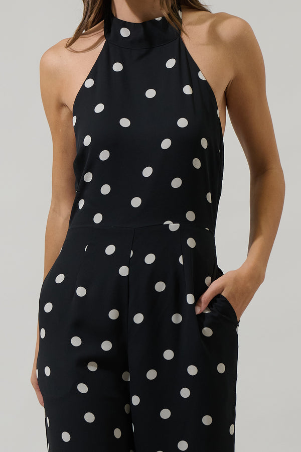 Sugarlips Kaline Polka Dot After Hours Halter Jumpsuit