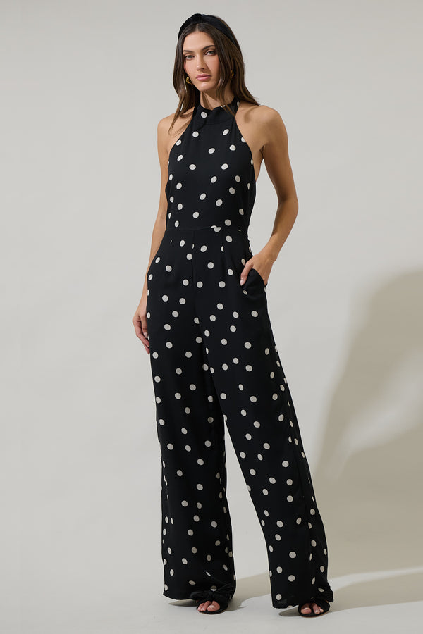 sugarlips Kaline Polka Dot After Hours Halter Jumpsuit
