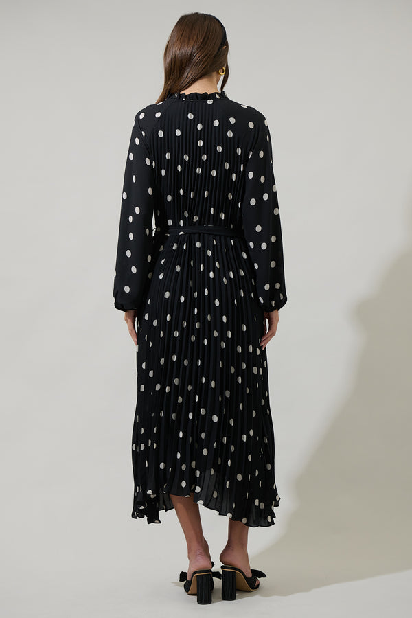 Sugarlips Kaline Polka Dot Marisa Pleated Midi Dress