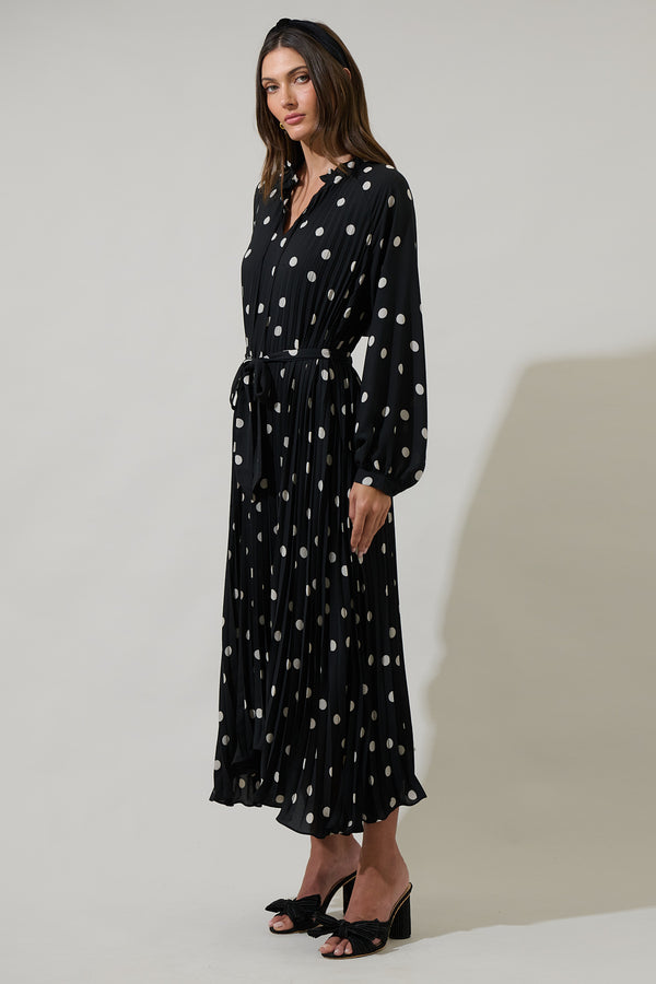 Sugarlips Kaline Polka Dot Marisa Pleated Midi Dress