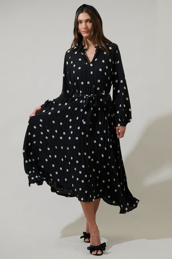 Sugarlips Kaline Polka Dot Marisa Pleated Midi Dress