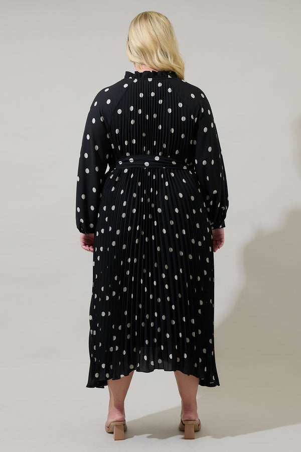 Sugarlips Kaline Polka Dot Marisa Pleated Midi Dress Curve