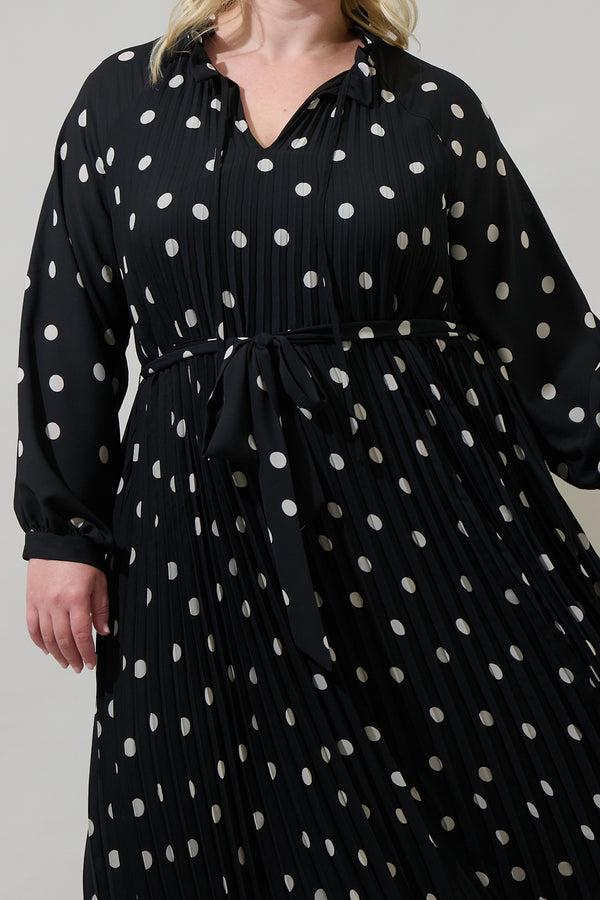 Sugarlips Kaline Polka Dot Marisa Pleated Midi Dress Curve