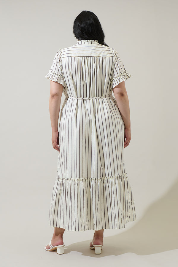 Sugarlips Kamara Striped Alna Button Up Midi Dress Curve