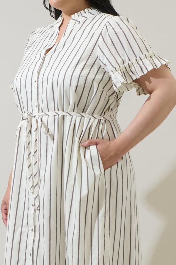 Sugarlips Kamara Striped Alna Button Up Midi Dress Curve