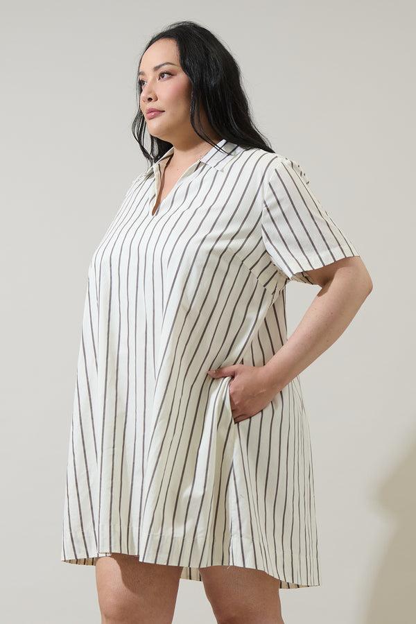 Sugarlips Kamara Striped Ivina Collared Mini Dress Curve