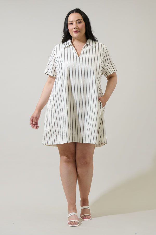 Sugarlips Kamara Striped Ivina Collared Mini Dress Curve