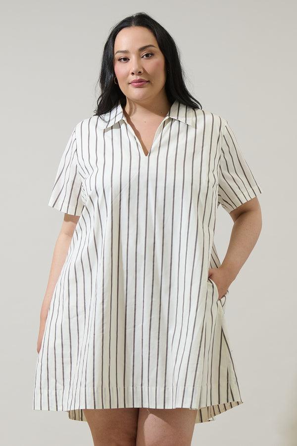 sugarlips Kamara Striped Ivina Collared Mini Dress Curve