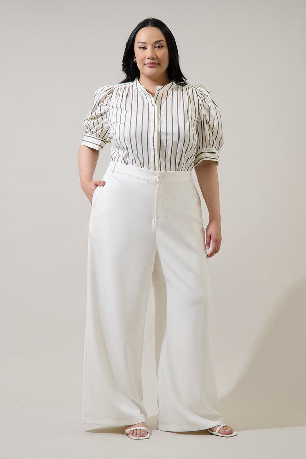 Sugarlips Kamara Striped Klina Drape Sleeve Top Curve