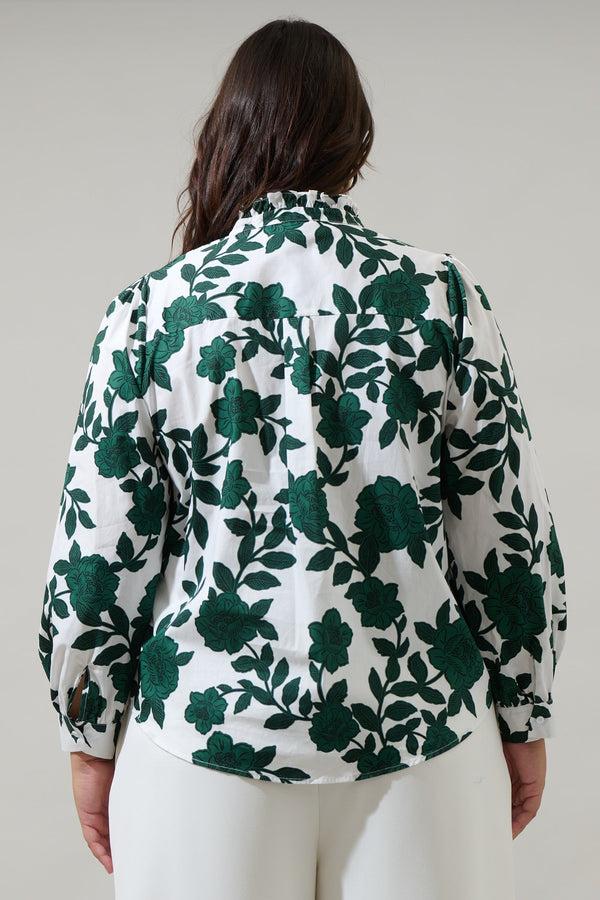 Sugarlips Kane Floral Doris Button Down Shirt Curve