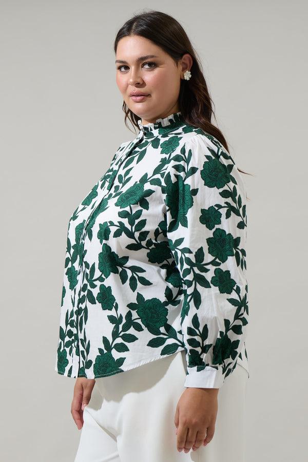 Sugarlips Kane Floral Doris Button Down Shirt Curve