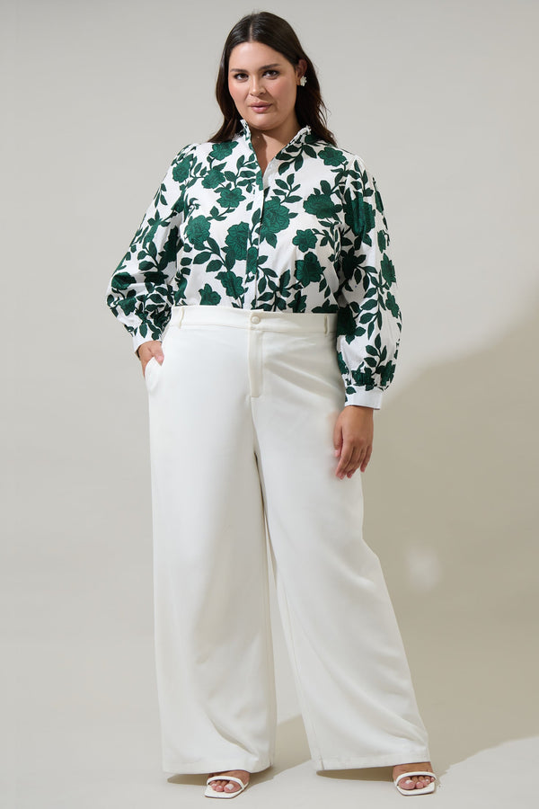 Sugarlips Kane Floral Doris Button Down Shirt Curve