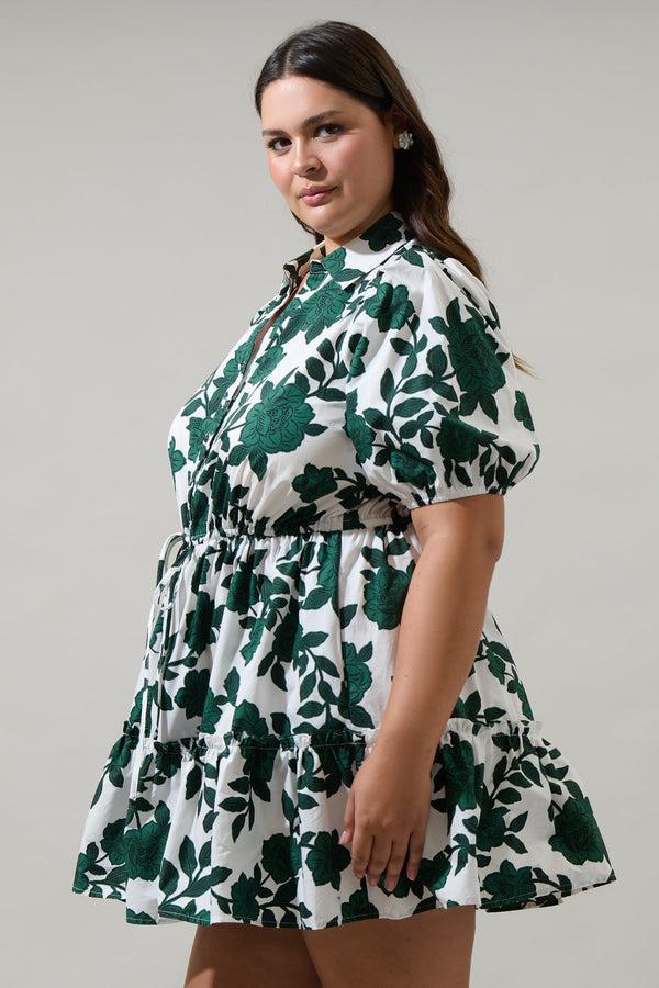 Sugarlips Kane Floral Stacie Button Down Mini Dress Curve