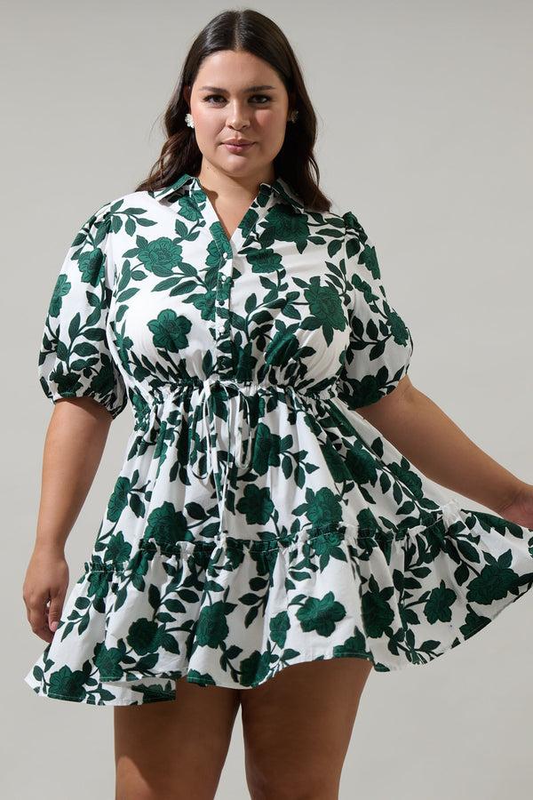 sugarlips Kane Floral Stacie Button Down Mini Dress Curve