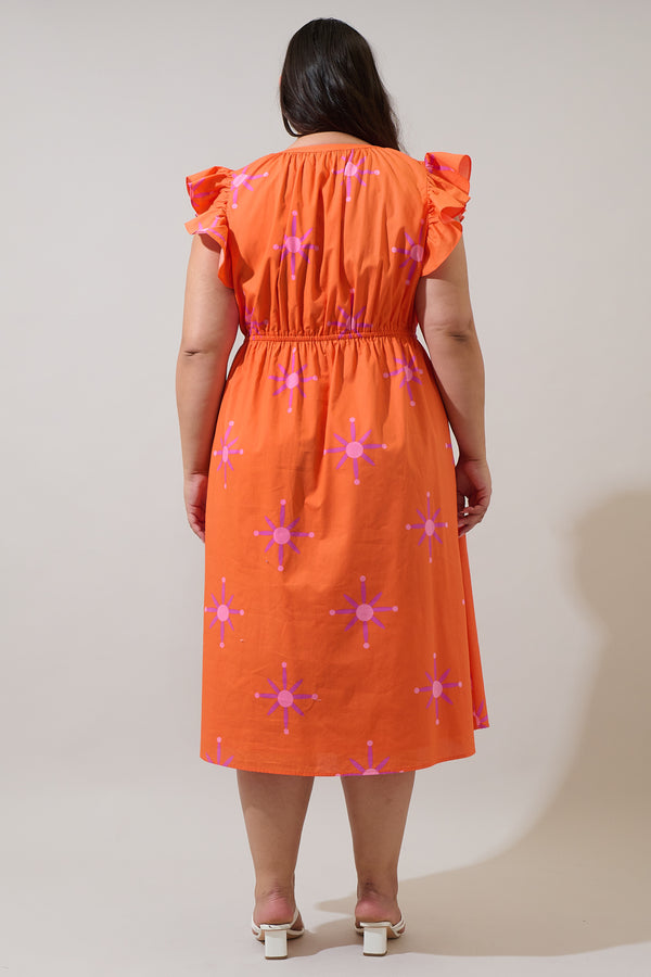 Sugarlips Karani Starburst Tiarna Ruffle Midi Dress Curve