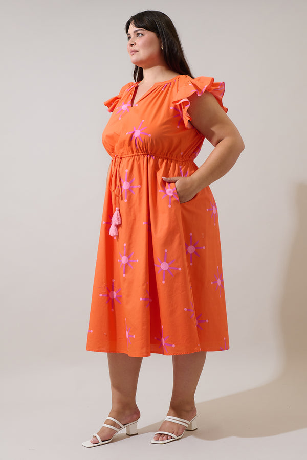 Sugarlips Karani Starburst Tiarna Ruffle Midi Dress Curve