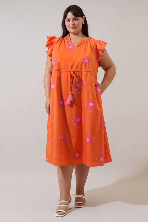 Sugarlips Karani Starburst Tiarna Ruffle Midi Dress Curve