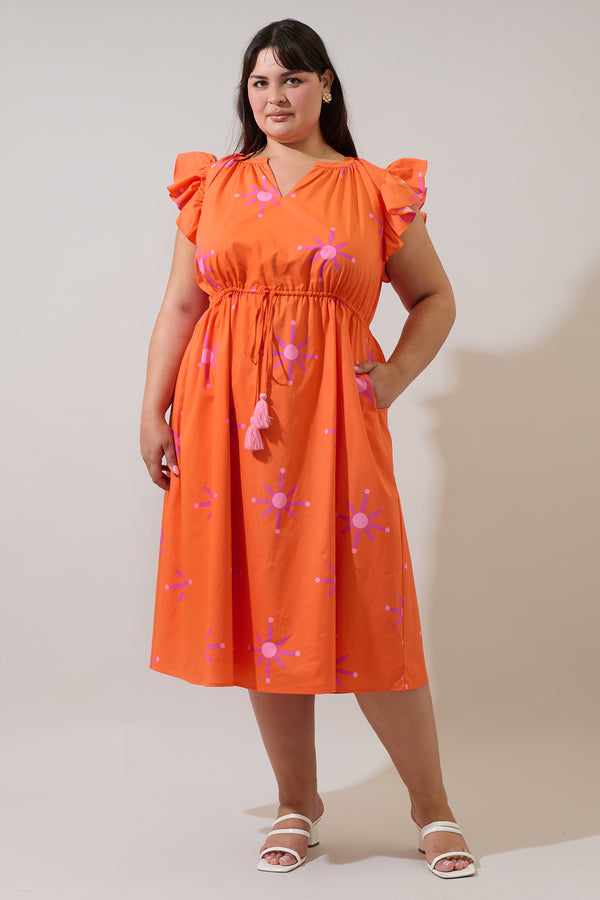 sugarlips Karani Starburst Tiarna Ruffle Midi Dress Curve