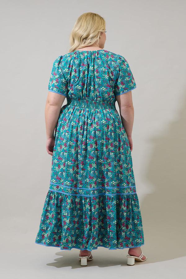 Sugarlips Karela Blossom Ordy Smocked Midi Dress Curve