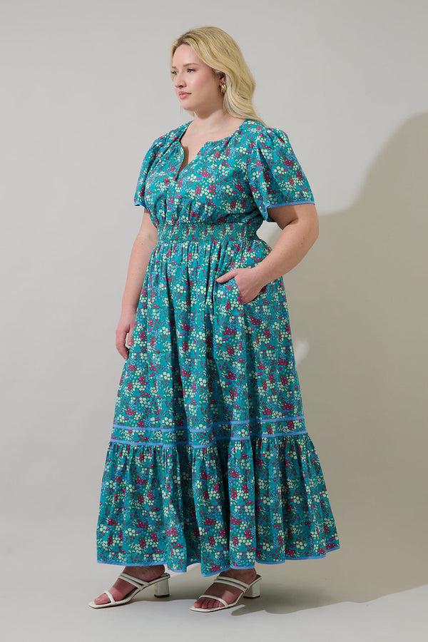Sugarlips Karela Blossom Ordy Smocked Midi Dress Curve