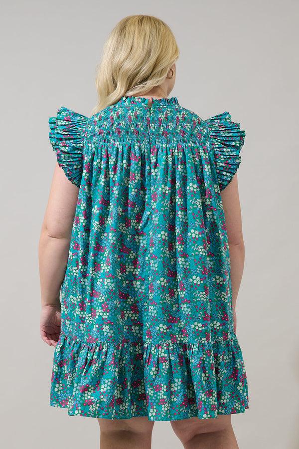 Sugarlips Karela Blossom Rhona Smocked Mini Dress Curve