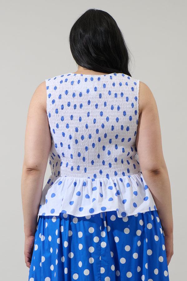 Sugarlips Katana Dot Tinda Smocked Peplum Top Curve