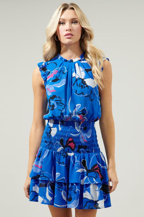 Sugarlips Katrice Abstract Trolly Smocked Mini Dress