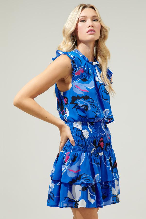 Sugarlips Katrice Abstract Trolly Smocked Mini Dress