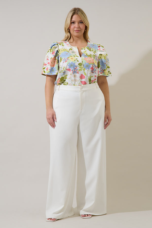 Sugarlips Kayla Puff Sleeve Top Esther Floral Curve