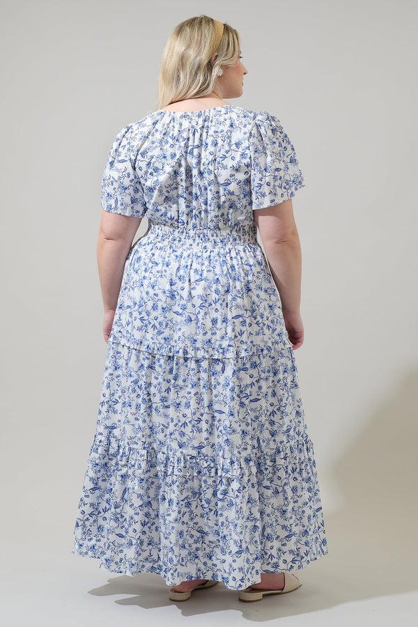 Sugarlips Kearny Floral Palmer Poplin Tiered Maxi Dress Curve