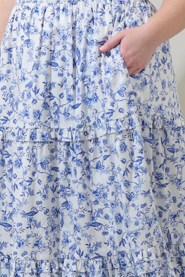 Sugarlips Kearny Floral Palmer Poplin Tiered Maxi Dress Curve