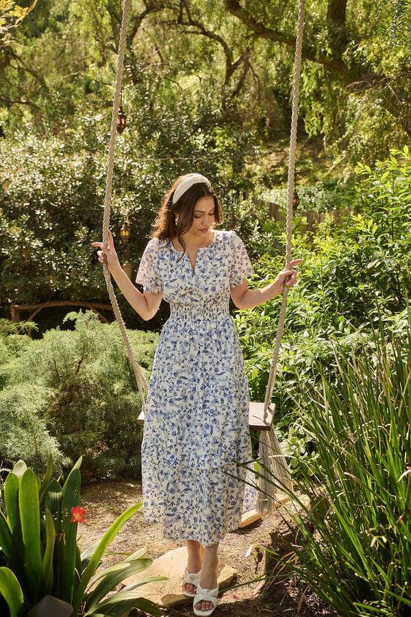 sugarlips Kearny Floral Palmer Poplin Tiered Maxi Dress