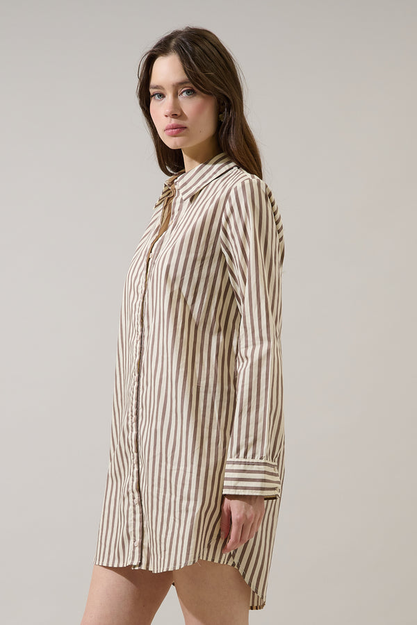 Sugarlips Keina Striped Luba Oversized Shirt Mini Dress