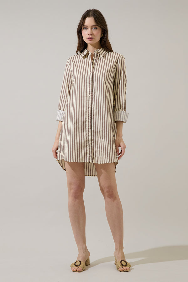 Sugarlips Keina Striped Luba Oversized Shirt Mini Dress