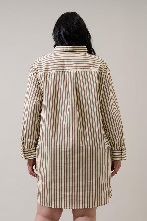 Sugarlips Keina Striped Luba Oversized Shirt Mini Dress Curve