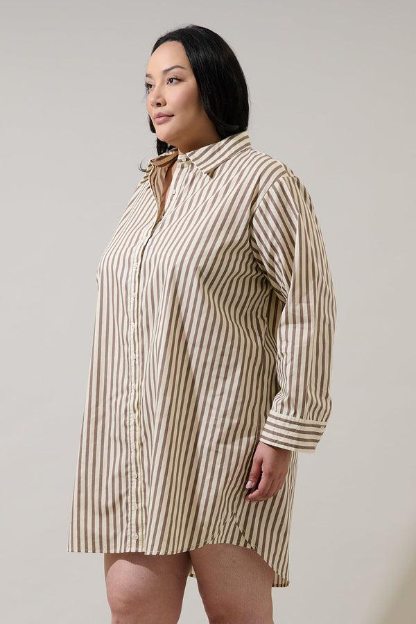 Sugarlips Keina Striped Luba Oversized Shirt Mini Dress Curve